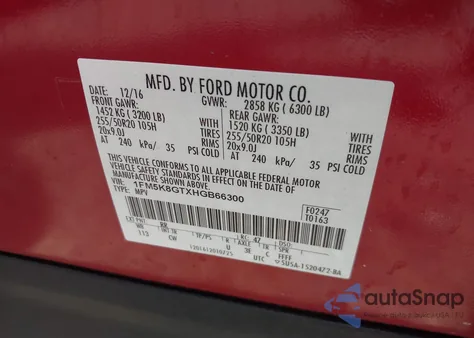 2017 Ford Explorer Sport из США, поврежденный, VIN 1FM5K8GTXHGB66300